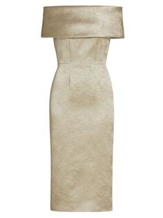 Шелковое платье-миди с открытыми плечами Cloqué Catherine Regehr, бронзовый