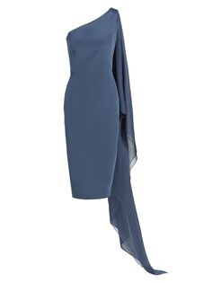 Платье-футляр с драпировкой на одно плечо Catherine Regehr, синий