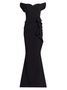 Платье с открытыми плечами и оборками в форме сердца Chiara Boni La Petite Robe, черный