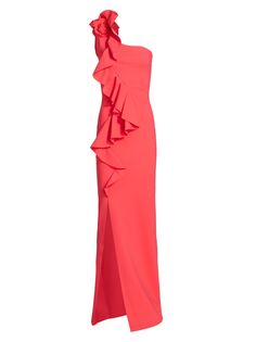 Асимметричное макси-платье Pervinca с оборками Chiara Boni La Petite Robe, коралловый
