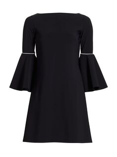 Платье Natalia с окантовкой и расклешенными рукавами Chiara Boni La Petite Robe, черный