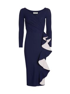 Коктейльное платье Sangiovanna с оборками Chiara Boni La Petite Robe, синий