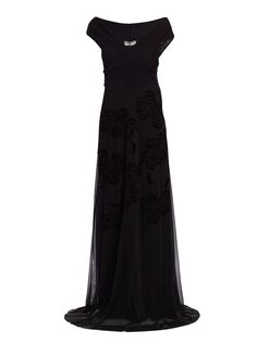 Бархатное платье из тюля с цветочным принтом Destiny Chiara Boni La Petite Robe, черный