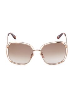 Квадратные солнцезащитные очки Carlina 58 мм Chloé, золотой Chloe