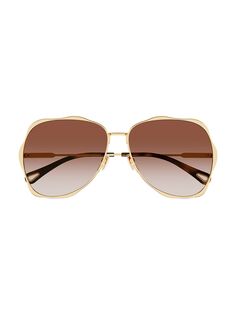 Солнцезащитные очки-авиаторы Honoré 60 мм Chloé, коричневый Chloe
