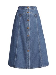 Джинсовая юбка-миди с пуговицами спереди Chloé, синий Chloe
