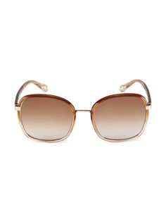 Солнцезащитные очки Franky 56MM Square Bio Injection Chloé, коричневый Chloe