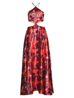 Платье макси Bella с цветочным вырезом Delfi, красный