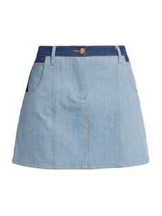 Джинсовая мини-юбка с карманом в форме сердца Christian Cowan, синий