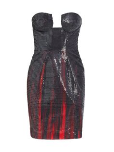 Мини-платье без бретелек с вышивкой пайетками Christian Cowan, черный