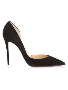 Замшевые туфли-лодочки Iriza Half d&apos;Orsay Christian Louboutin, черный