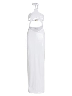 Металлизированное платье с лямкой на шее Christian Cowan, белый