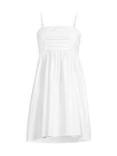 Плиссированное мини-платье Ava с завязками на спине Delfi, белый