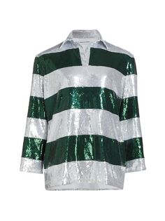 Мини-платье Rugby Polo Mico с пайетками Christian Cowan, зеленый