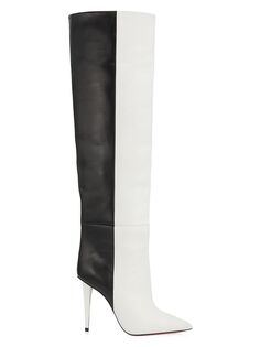 Кожаные сапоги до колен Astrilarge 100MM с цветными блоками Christian Louboutin, белый