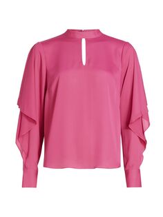 Блуза Mina с оборками и каплевидным вырезом Elie Tahari, розовый