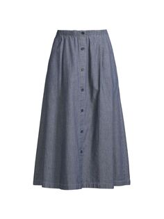 Хлопковая юбка-трапеция Eileen Fisher, синий