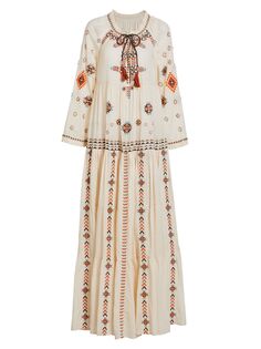 Платье макси Arsia с цветочной вышивкой Fortela, белый