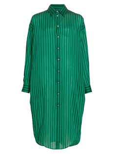 Полосатое платье-рубашка Gilda Fortela, зеленый