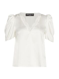 Шелковая блузка Mona с пышными рукавами Generation Love, белый