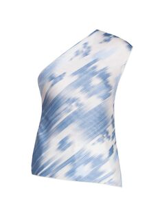 Блузка на одно плечо с принтом Giorgio Armani, синий