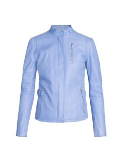 Кожаная куртка на молнии спереди Giorgio Armani, синий