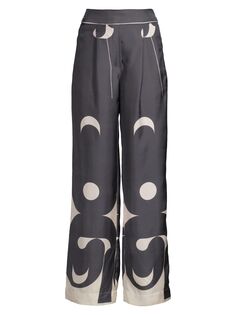 Шелковые широкие брюки Lucid с геометрическим рисунком Ginger &amp; Smart, черный