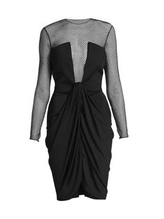 Сетчатое платье-футляр с драпировкой Giorgio Armani, черный