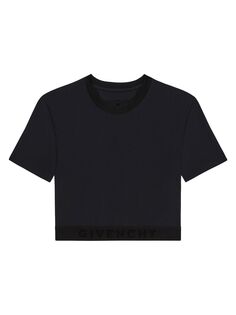 Укороченная жаккардовая футболка с логотипом по краю Givenchy, черный