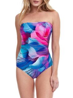 Слитный купальник-бандо Golden Blossom Gottex Swimwear, разноцветный