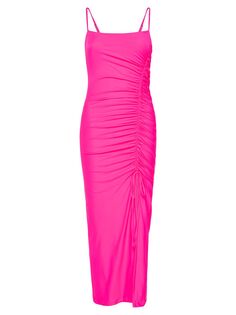 Платье-комбинация макси с рюшами GOOD AMERICAN, розовый