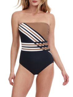 Слитный купальник-бандо Ocean Breeze Gottex Swimwear, коричневый