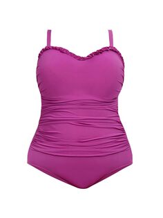 Плюс слитный купальник с рюшами Gottex Swimwear, фиолетовый