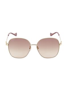 Квадратные солнцезащитные очки с вырезами 61 мм Gucci, золотой