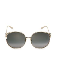 Круглые солнцезащитные очки 63 мм Gucci, золотой