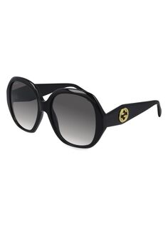 Круглые солнцезащитные очки GG из ацетата 56 мм Gucci, черный