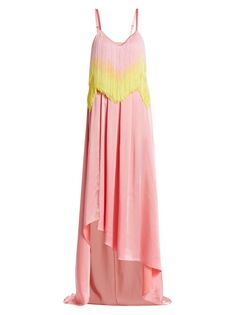Платье с ромбовидной бахромой и вырезами Halpern, розовый