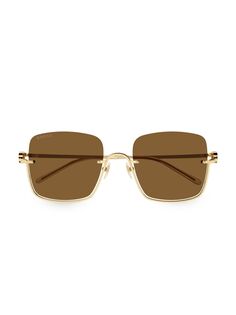Солнцезащитные очки перевернутой формы GG квадратной формы Gucci, золотой