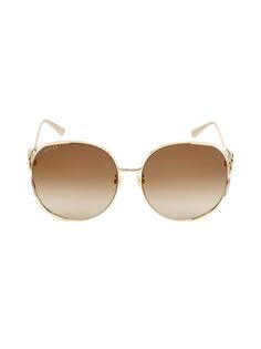 Круглые солнцезащитные очки Fork 63MM Gucci, золотой