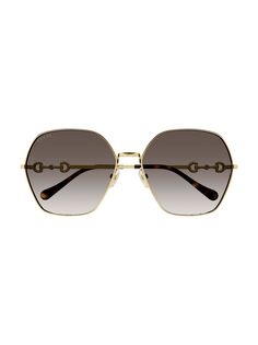 Солнцезащитные очки Horsebit 62MM с геометрическим рисунком Gucci, золотой