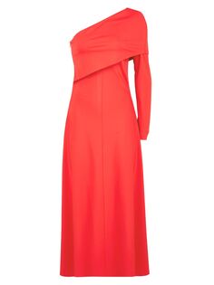 Асимметричное платье-миди из джерси Felice Halston, красный