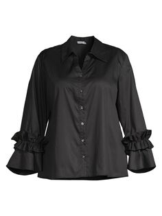 Рубашка Selina с оборками на рукавах Harshman, Plus Size, черный