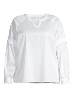 блузка Callet с разрезом на горловине Harshman, Plus Size, белый