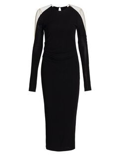 Платье миди с рукавами иллюзия Helmut Lang, черный