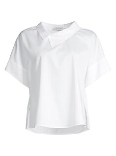 Асимметричная хлопковая блузка Rowan Harshman, белый