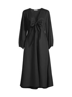 Платье Novella из хлопка и льна с завязками спереди Harshman, черный