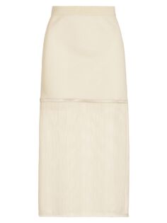 Сетчатая полосатая юбка-миди Helmut Lang, слоновая кость