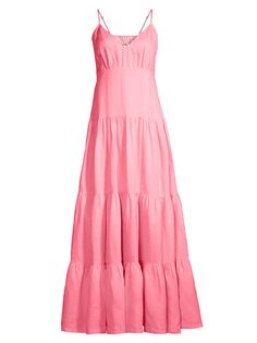Многоярусное льняное платье макси Hope for Flowers, розовый