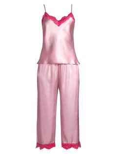 Укороченная атласная пижама Felicity из двух предметов In Bloom, розовый