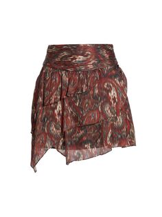 Шелковая мини-юбка с принтом IRO, красный